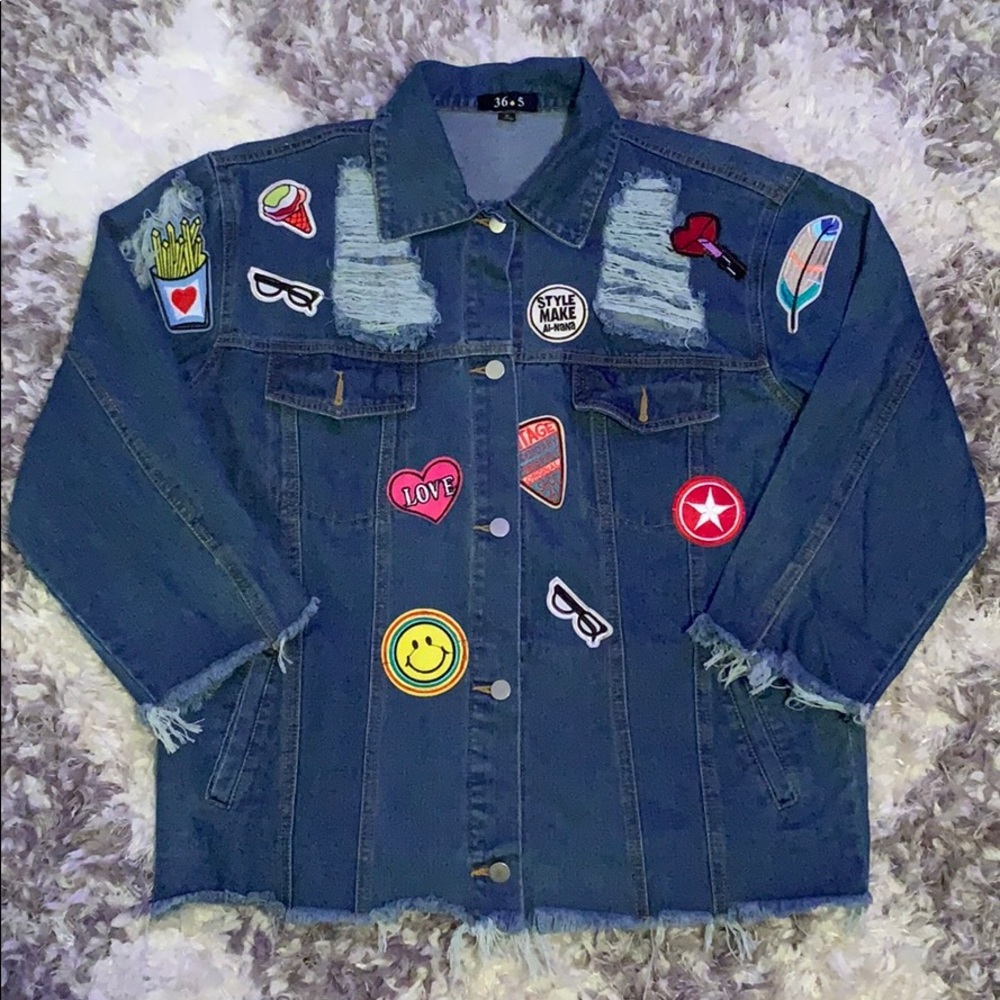 Oversized Patch Denim Jacket
